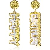 Wovanoo Happy Birthday Earrings Glitter Drop Dangle Earrings for Women