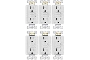 MOES GFCI Outlet 15 Amp, Self-Test GFCI Electrical Outlet with Weather & Tamper Resistant Receptacle, LED Indicator, Outdoor or Indoor Use, UL Listed, Without Wall Plate Matte White, 6 Pack