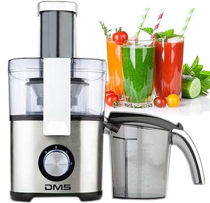 DMS® Elektrischer XL Entsafter für Obst und Gemüse aus Edelstahl Saftpresse inkl. 1,3 Liter Saftbehälter 1000W Obstpresse JR-