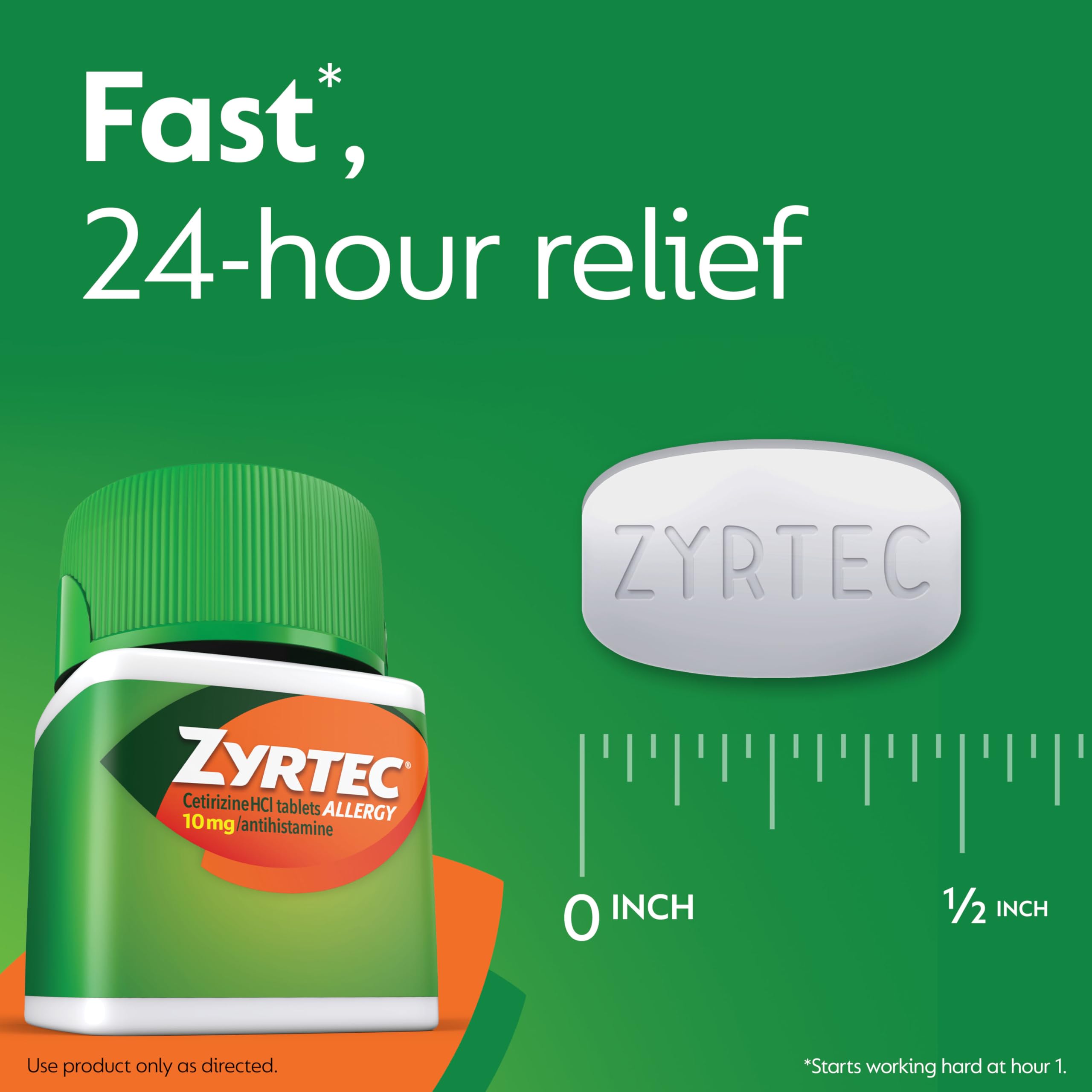 Zyrtec 24 Hour Allergy Relief Tablets, Indoor & Outdoor Allergy Medicine with 10 mg Cetirizine Hydrochloride Antihistamine, Value Bundle of one, 90 ct Bottle & Three, 1 ct Travel Packs
