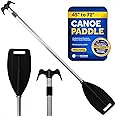Five Oceans Canoe Paddle, Telescoping Canoe Paddles and Boat Hook, Black, Extend from 3.75 Ft. (45-inch) to 6 Ft.(72-inch), Aluminum Shaft, Reinforced Blade & Hook, Lightweight