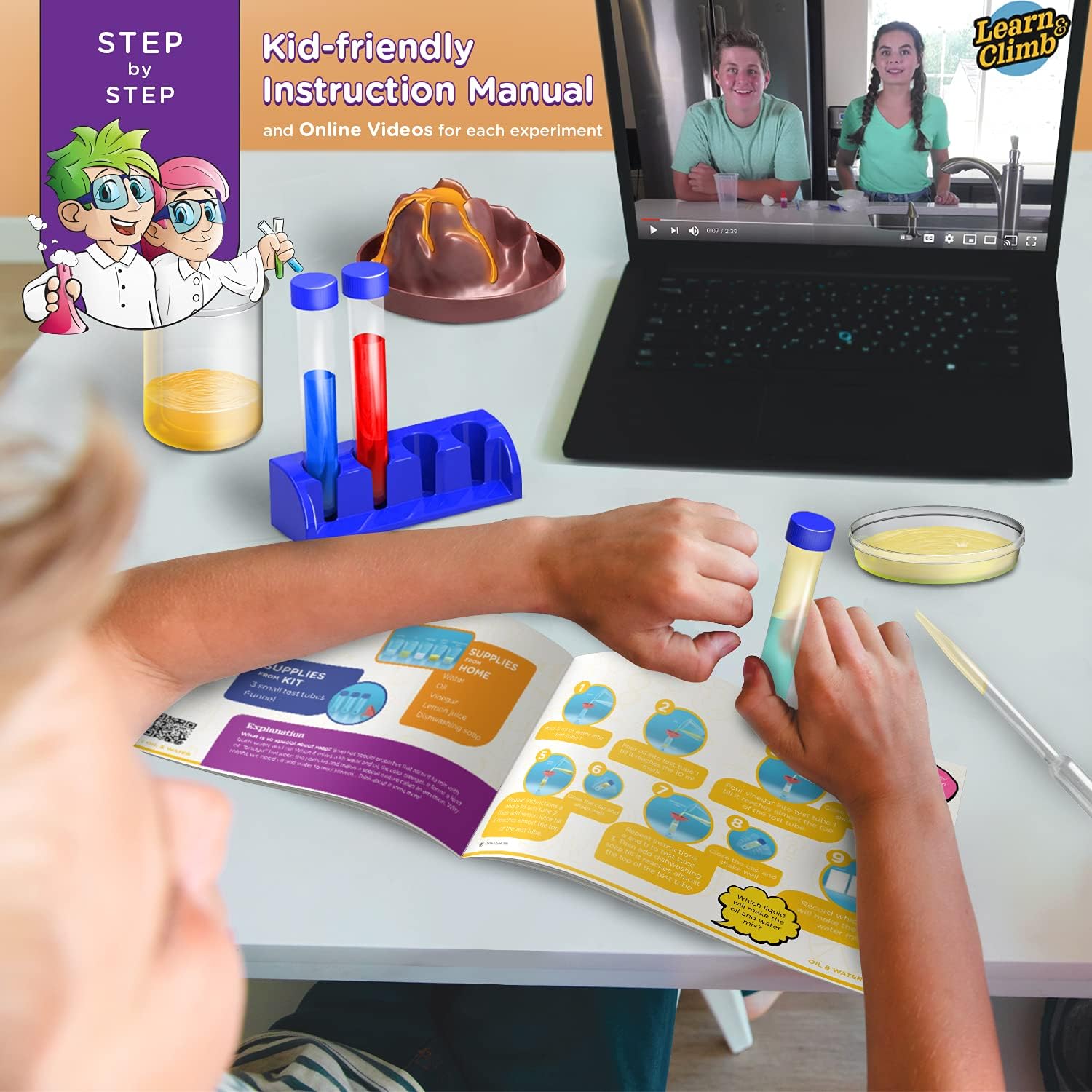 Learn & Climb Science Kit for Kids - 21 Experiments Science Set, Hours of Fun.: Toys & Games