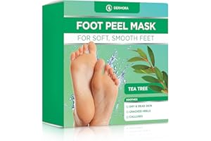 DERMORA Foot Peel Mask - 2 Pack of Regular Size Skin Exfoliating Foot Masks for Dry, Cracked Feet, Callus, Dead Skin Remover - Feet Peeling Mask for baby soft feet, Tea Tree Scent