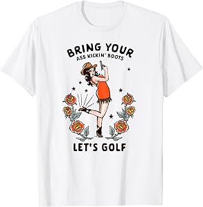 Funny Women's Golf Tee Cowgirl Woman Golfer Tees for Golfing T-Shirt
