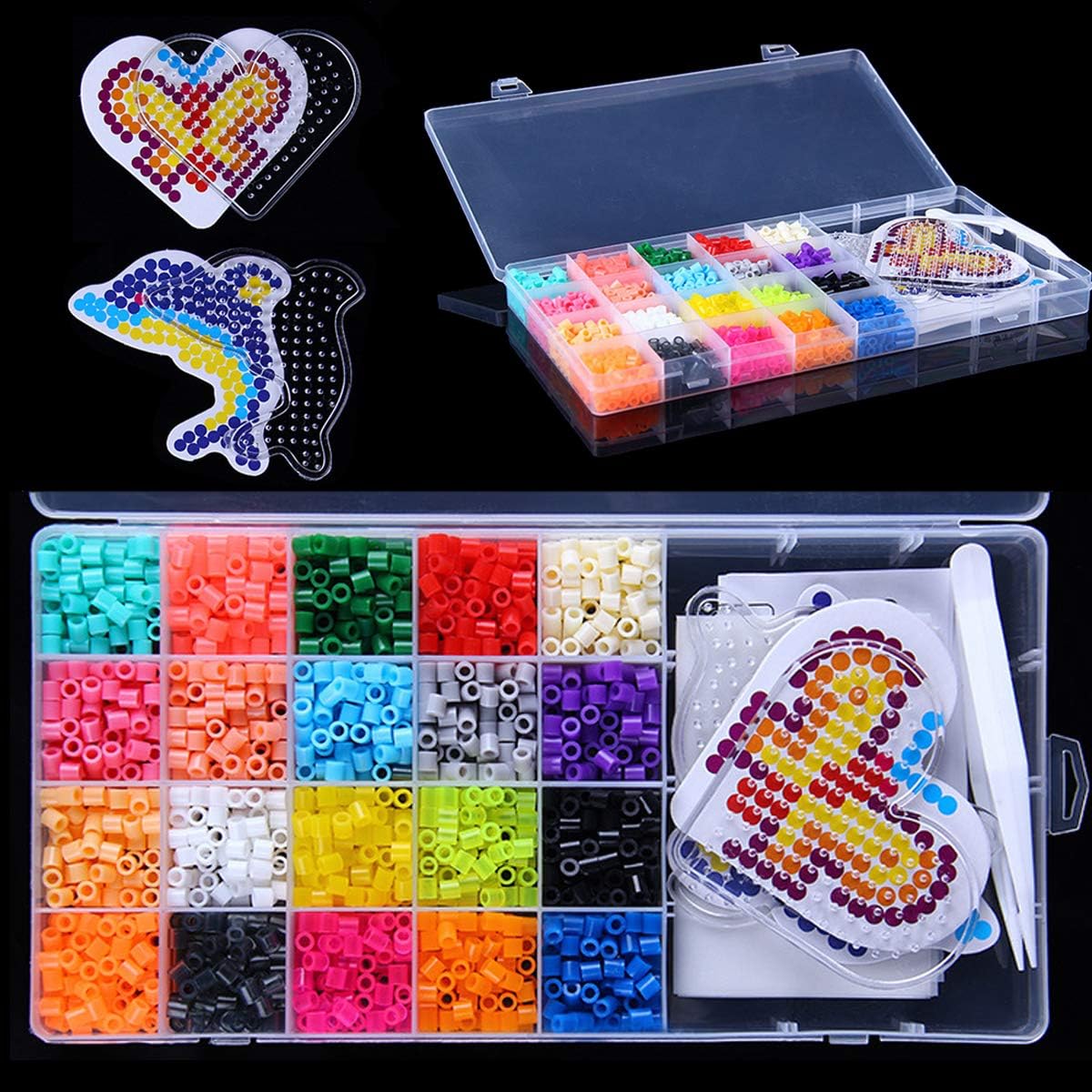 Fuse Bead Kit Perler Beads 2.6mm 1 Heart Shaped Peg Boards