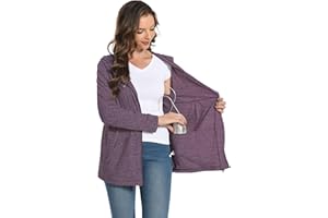 Meuponc Mastectomy Hoddies Jacket Coat with Drain Pockets Women Post Surgery Recovery Must Haves Long Sleeve Zip Up Shirts