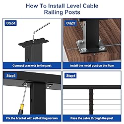 BLIKA Complete Set 36" Cable Railing Post Kit
