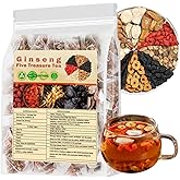 Ginseng & Mulberry Herbal Tea, Ginseng Five Treasure Tea, Kidney Teas Formula Five Treasure Red Date Natural Chinese Herbal Teas, te de riñon Saludable Organica (1Pack(25Bags))