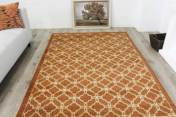 Warm Soft Terracotta Orange Geometrische Gitter Wohnzimmer Teppich