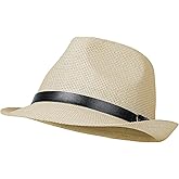 Straw Trilby Fedora Hat for Men Women 1920s Panama Hat Short Brim Summer Beach Sun Hat with Band