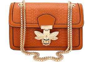 JBB Women's Crossbody Shoulder Bag Retro Snakeskin Solid Color Chain Strap Clutch Leather Bag