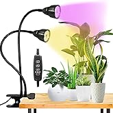 Grow Light for Indoor Plants Growing, Juhefa Gooseneck Clip-on Plant Lamp for Seedlings Succulents Seed Starting,3 Modes & 10-Level Brightness with Timer 3 9 12 Hrs