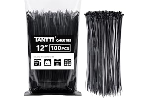 Zip Ties 12 inch, Black Zip Ties 100 pack, 40lb, Cable Ties, Self-locking Wire ties for indoor and outdoor use, by Tantti