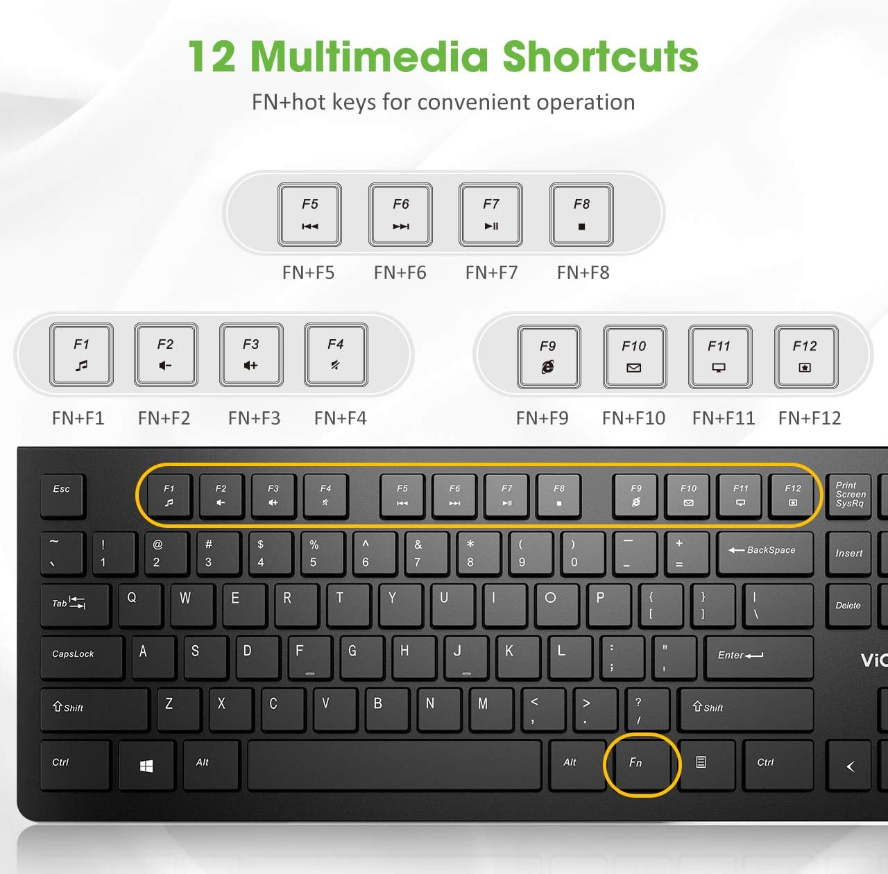 VicTsing Keyboard 4.9ft Cable, wired Computer Keyboard with Stands, Low Profile Chiclet USB Keyboard for Windows/PC/Laptop/Desktop/Surface/Chromebook: Computers & Accessories