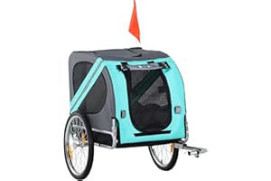 Aosom Dog Bike Trailer Pet Cart Bicycle Wagon Cargo Carrier Attachment for Travel with 3 Entrances Large Wheels for Off-Road & Mesh Screen