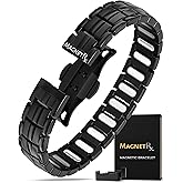 MagnetRX® Magnetic Bracelets for Men - EllipseMAX 5X Strength 5,000 Gauss Magnets - Designed in USA & Patent Pending - Premium Titanium Mens Magnetic Bracelet & Adjustable Length (Black)