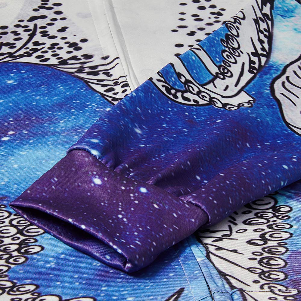 Youth Boys Galaxy Autumn Hoodie Zip-Up Sweatshirt with Pouch Pockets Top Hooded Shirts for Teens Outdoor Sport L