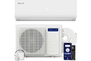 DELLA Vario Series 12000 BTU Mini Split Air Conditioner Work with Alexa with 1 Ton Pre-Charged Heat Pump, 230V Ductless Inverter System, 19 SEER2, Cools Up to 550 Sq. Ft, 16.4ft Installation Kit