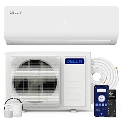 DELLA Vario Series 12000 BTU Mini Split Air Conditioner Work with Alexa with 1 Ton Pre-Charged Heat Pump Ductless Inverter System, 23 SEER2, Cools Up to 550 Sq. Ft,16.4ft Installation Kit Included