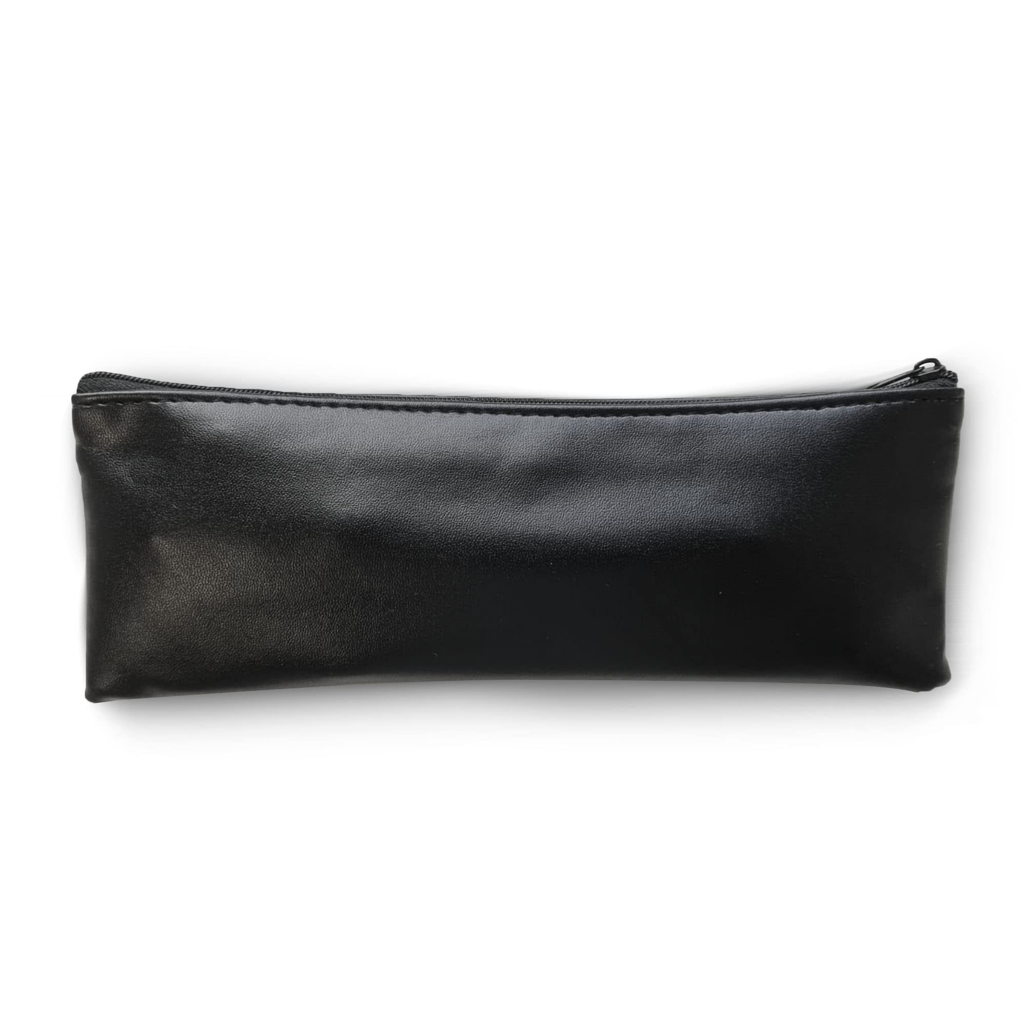 Enjoy Dokha Grande Faux Leather Pencil Case & Pouch | Multi-Use Zip Storage Case for Stationery, Toiletries, Medication, Smoking Pipes & Accessories, and More (Black)