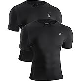 Runhit 2 Pack Men's Compression Shirts Short Sleeve Cool Dry Athletic Workout Shirt Sports Base Layer Undershirt Top