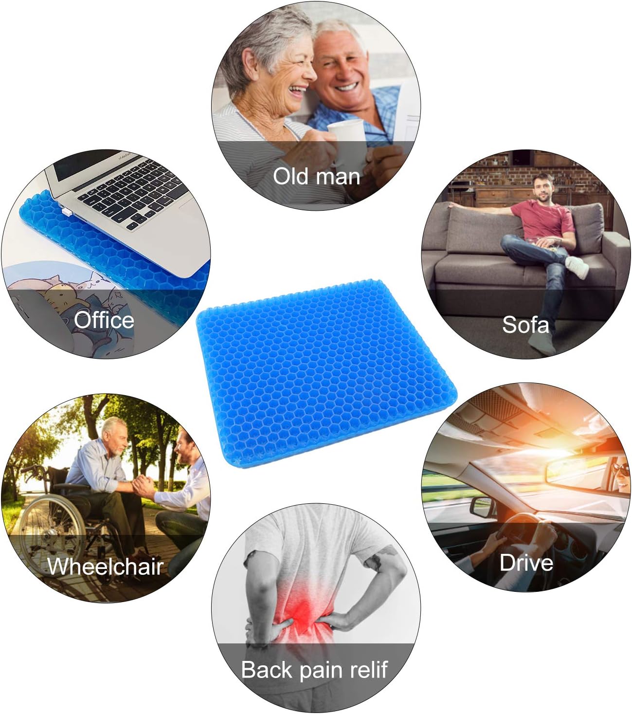 Puzzle Gel Seat Cushion Ventilation Breathable Gel Seat Cushion Body Pressure Dispersion Butt Pain Relief Healthy Seat Cushions for Office Chairs Wheelchair Truckers : Office Products
