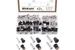 Wokape 108Pcs M4 M5 M6 Neoprene Well Nuts Kit with Stainless Steel Screws, Rubber Well Nuts Windscreen Fairing Bolt Kit for M