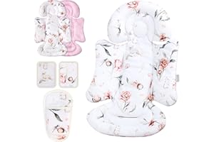 BUBBYNOOK Infant Insert Compatible with 4moms Mamaroo Swing & Graco Swing and Infant Car Seat, Newborn Insert, Baby Head and Body Support, Reversible Design, Breathable Soft Fabric (Floral)