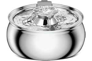 VinDox Cat Water Fountain, 3.2L/108oz Automatic Stainless Steel Pet Fountain Dog Water Dispenser, Ultra-Quiet Pump and Replacement Filters & Sponge for Cats, Dogs, Multiple Pets