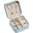 Vlando Travel Jewelry Box, Small Jewelry Travel Organizer Case for Girls Women - Blue