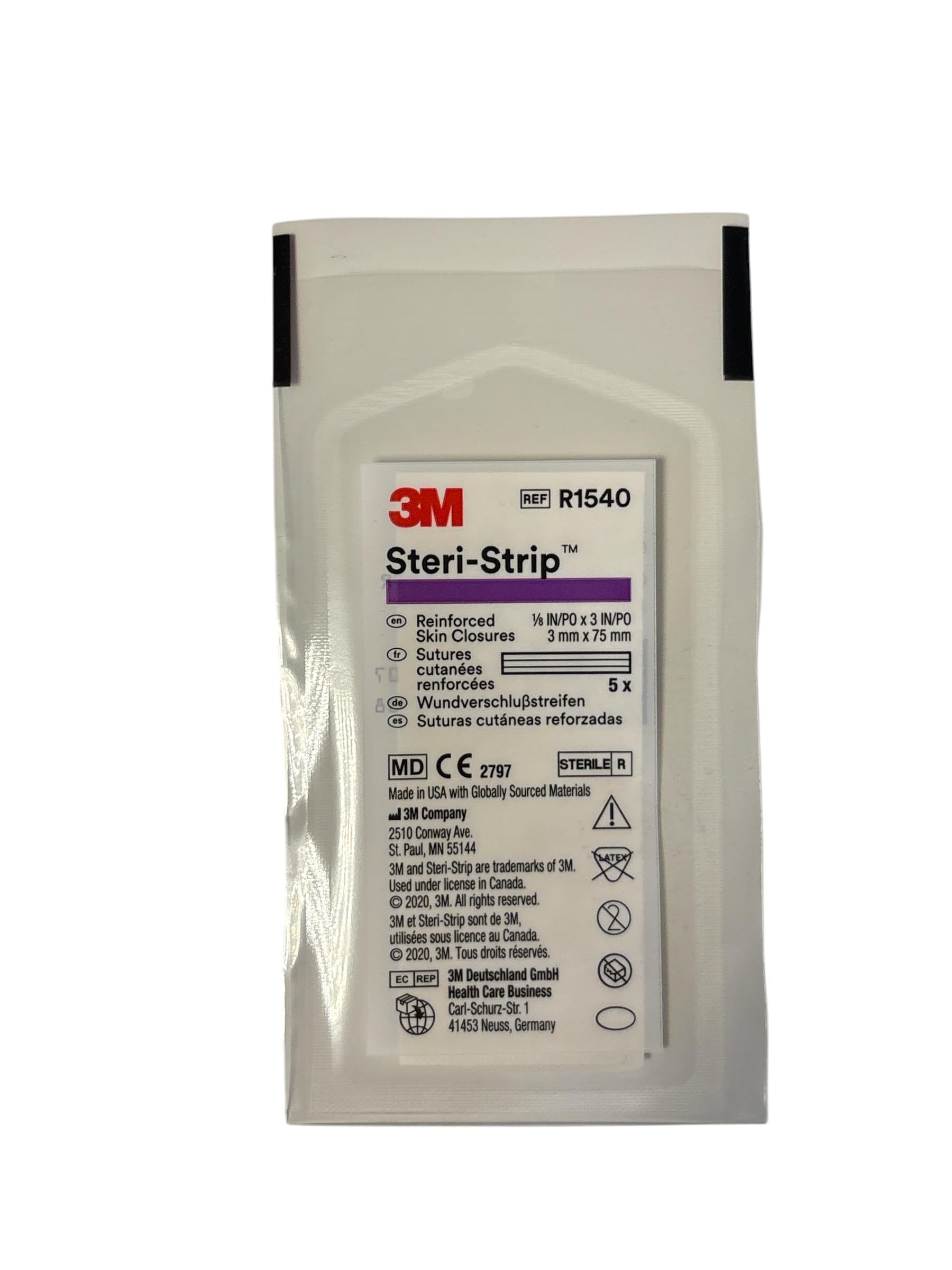 3M Steri-Strip Reinforced Skin Closures/Strips 3 mm x 75 mm | 1 Pack of 5 Strips
