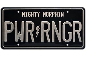 Celebrity Machines | Mighty Morphin | PWR RNGR | Vanity Plate, Stamped Aluminum, Metal Decorative Tag, Corrosion Resistant, Quality Novelty Sign, Wall Decoration, Wall Hanging