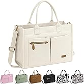 ELONGRIVER Canvas Tote Bag for Women, Large Work Tote Bags with Compartments, Zipper Crossbody Handbag for Teacher, College