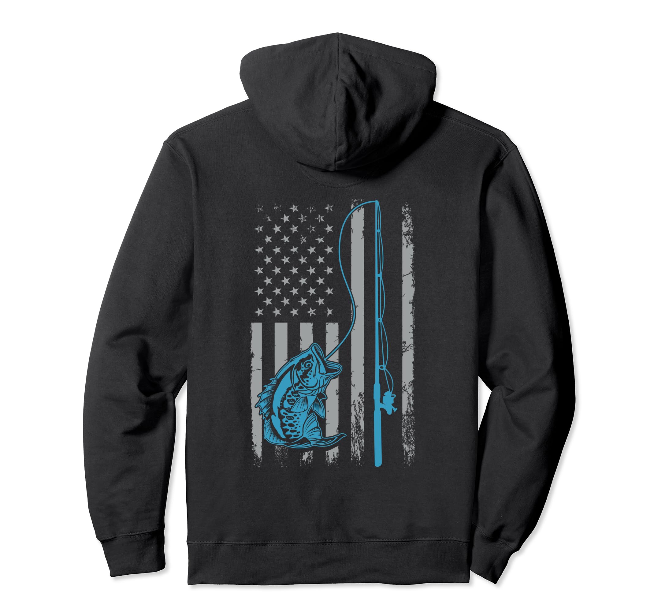 Photo 1 of American Flag Fishing Rod Bass Fishing Vintage Fisherman Pullover Hoodie