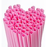 60 Pcs Heart Shaped Pink Straws Disposable Plastic Cute Straw Individually Wrapped Valentines Day Cocktail Birthday Party Bridal Shower Wedding Supplies hello kitty party decorations