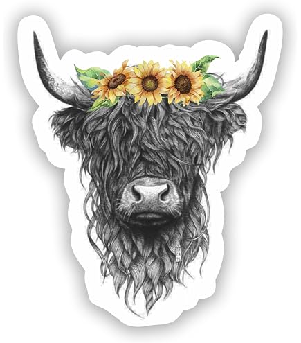 Highland Cow Stickers 8-Pack - Large 4-Inch Vinyl Decals For Laptop, Car, Water Bottle