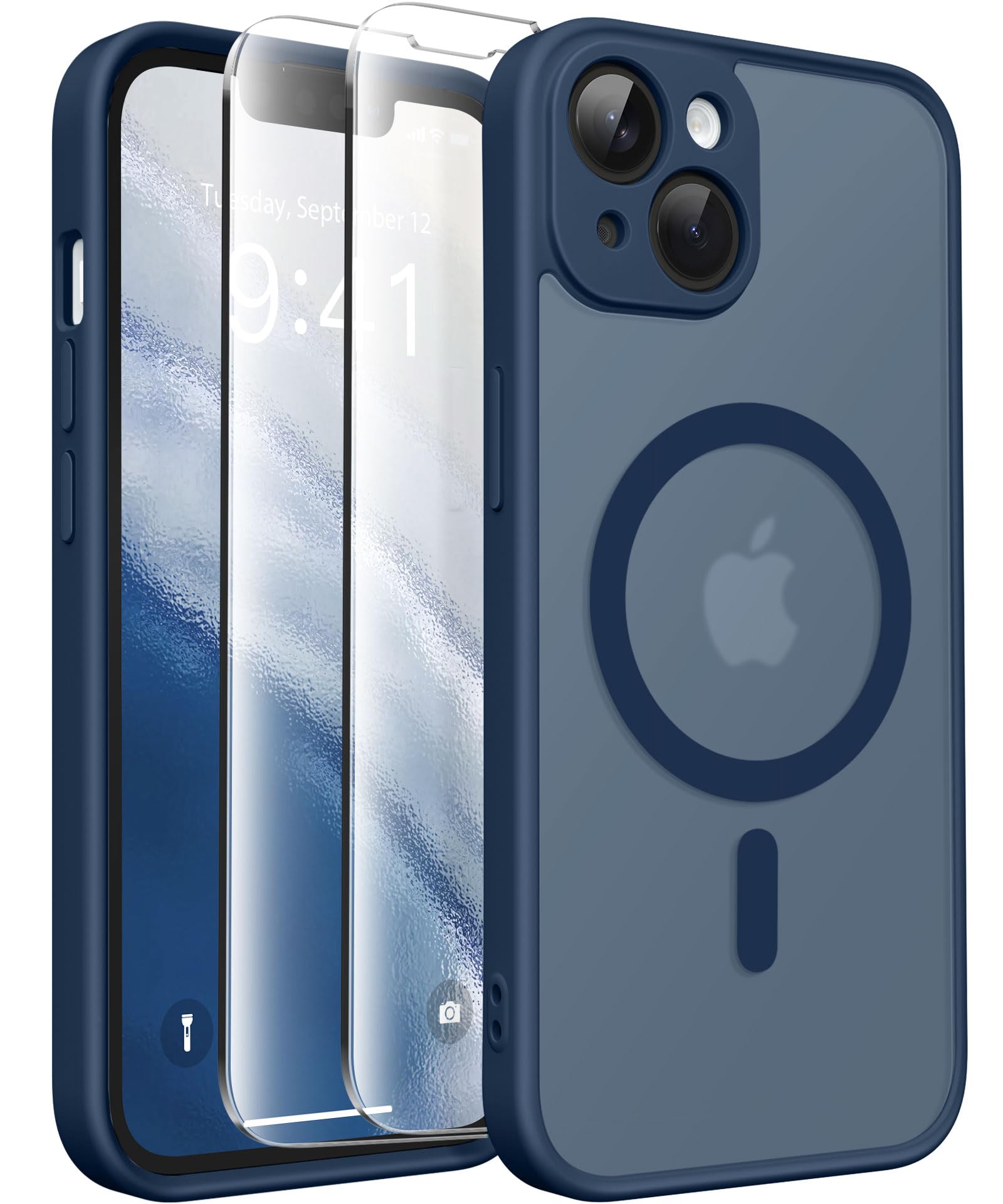 CAPRARO Magnetic for iPhone 14 Case, [Compatible with MagSafe] [Full Camera Protection] [14FT Drop Protection] Shockproof Protective Slim Translucent Matte Phone Case iPhone 14, Ocean Blue — image 1