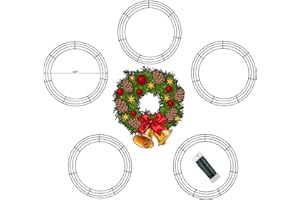 MTB GARDEN 14 Inch Christmas Green Wire Wreath Frame,5 Pack Metal Front Door Wreath Round Form Iron Ring for Christmas, New Year Decors, Crafts, DIY, Holidays, Events
