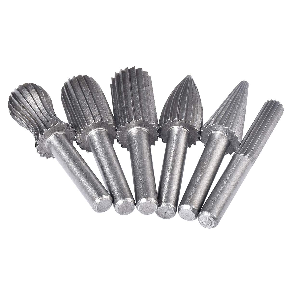 KATUR Rotary File Burr Cutter, Cylinder Tungsten Carbide Round Rotary File Cutter, 6mm Round Shank Engraving Grinding Drill Bit, 12.7mm Cutting Diameter for Rotary Tool