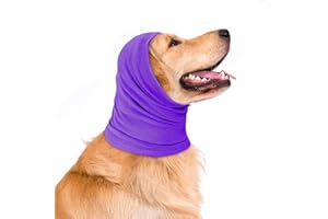 YOYOXINFISH Dog Hat Hoodie, Winter Warm Dog Hat, Ear Wrap, for Anxiety Relief, Soothing, Grooming, Neck Warming Ear Muffs for Dogs (Purple, Large-15.7-22.8 inches)
