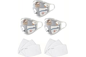 Wildfire Smoke Protection Mask, 4-Layer Waterproof Reusable Cloth Mask For Kids Age 2-5 Yrs (3 Masks + 6 PM2.5 Pads)