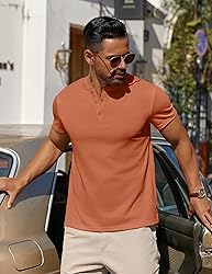 COOFANDY Mens Summer Shirts Henley Cotton Mens T