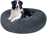 Nepfaivy Calming Donut Bed 90CM Dark Grey Plush Non Slip xxxl