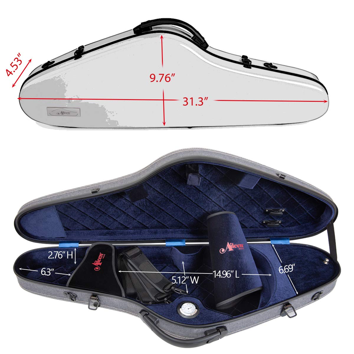 Aileen Violin Hard Case 4/4 Full Size Luxury with Hygr...B01L6SSCPO