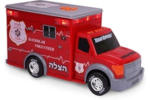 Playkidz Motorized Ambulance Toy Truck for Kids with Light & Siren, Heavy Duty Plastic Electric Rescue Vehicle Toy for Kids & Toddlers