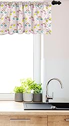 Ambesonne Cartoon Window Valance, Pastel Rainbows