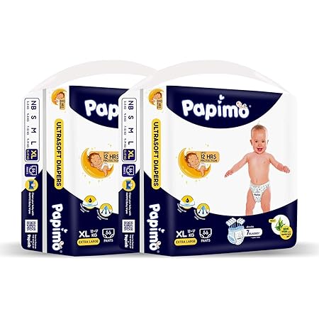 Papimo Diapers Pants with Aloe Vera Monthly Box Pack, Extra Large (112 Count)