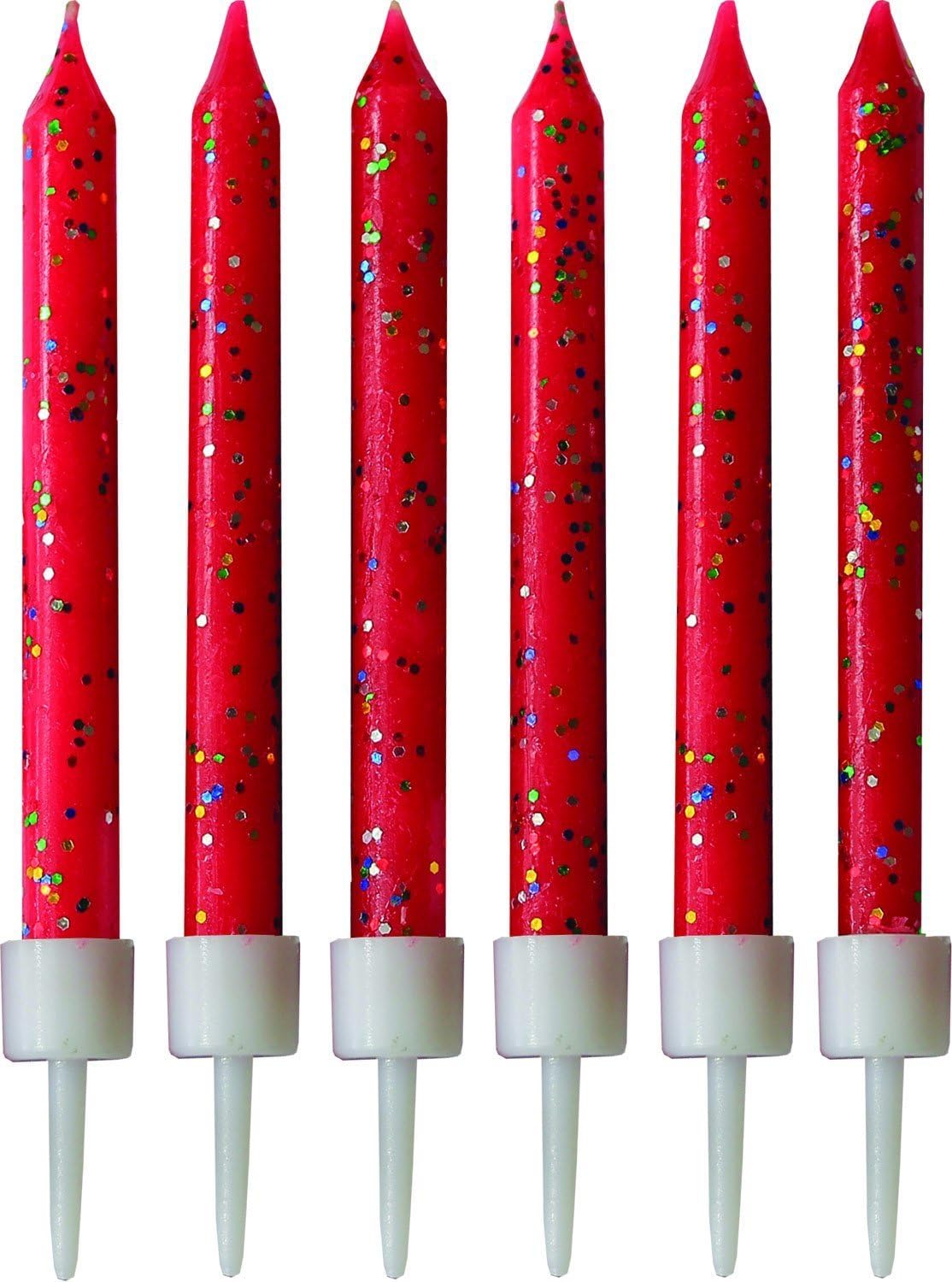 12 Red Glitter Cake Candles with Holders Amazon.co.uk Toys & Games