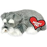 Original Petzzz Schnauzer, Realistic Lifelike Stuffed Interactive Pet Toy, Companion Pet Dog with 100% Handcrafted Synthetic Fur