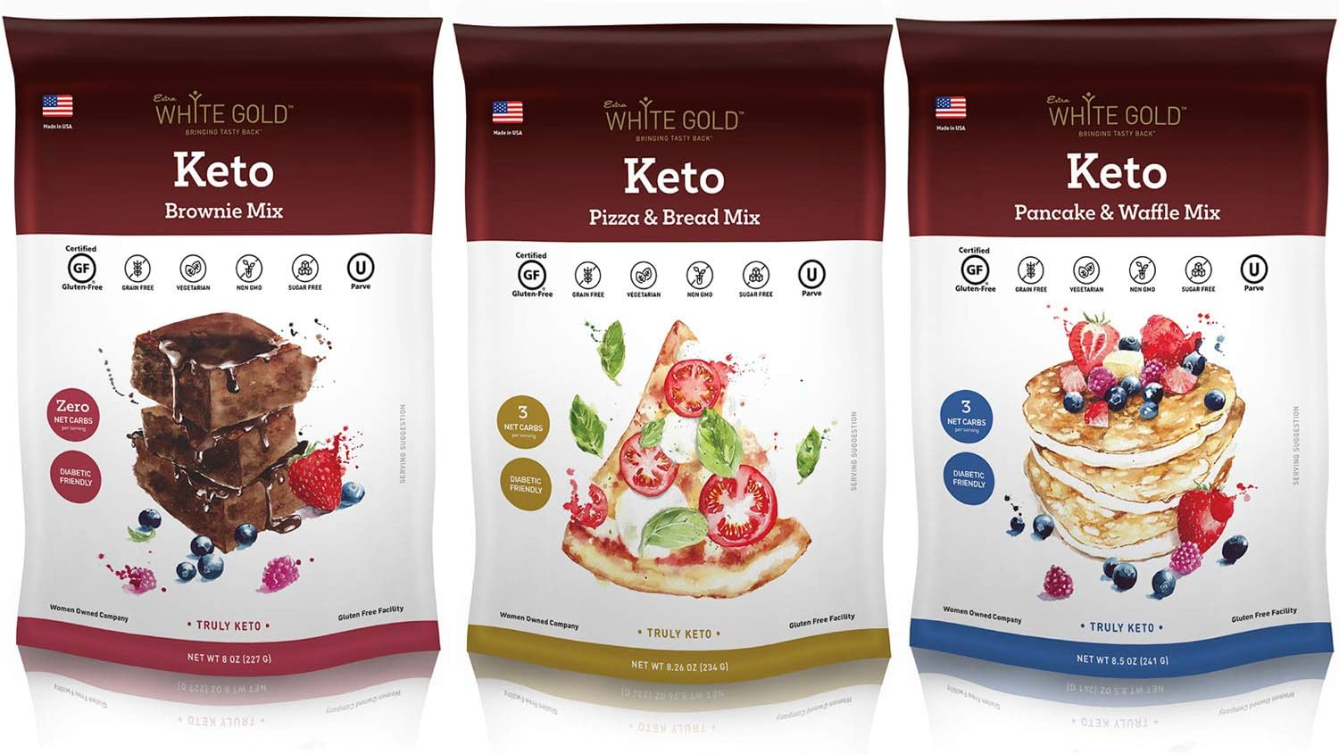 Extra White Gold Keto Mix - Low Carb Keto Mix, Sugar-Free, Gluten-Free, Diabetic Friendly (Keto Variety Pack)